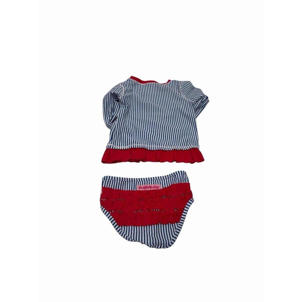 Ruffle butts Girls Striped Ruffle Swimsuit Set size 3